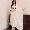White Roman Silk Embroidery Salwar Suit