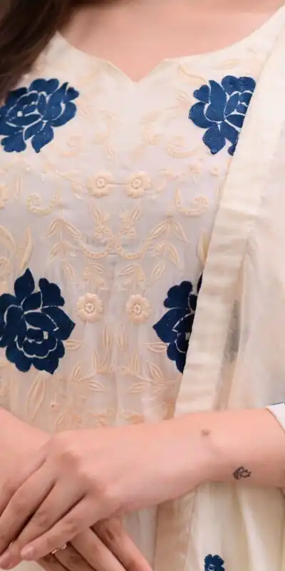 BE 382 White Color Roman Silk Embroidery Work Salwar Suit Casual, Wedding, Festive, Events . Expected Delivery  4-6 Working Days @1949/- only      | Jump Suits, Tops & Bottoms, Track Suits, Trendy Wear, Casual Suits, Creative suits, Designer Suits, Palazzo Suits, Party Wear Suits, Patiala Suits, Salwar suit, Straight Suits