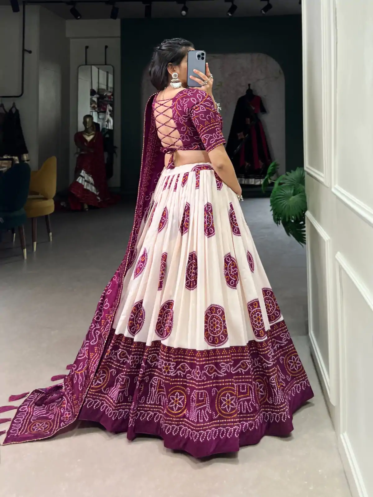 LNB 1229 Wine Color Tasar Silk Bandhej Print Lehenga Choli Wedding, Party, Festive, Events Etc. Delivery 4-6 Working Days Rs 2249 | Bollywood Lehenga, Creative Lehenga, Designer Lehenga, Embroidered Lehenga, Lehenga, Party Wear Lehenga