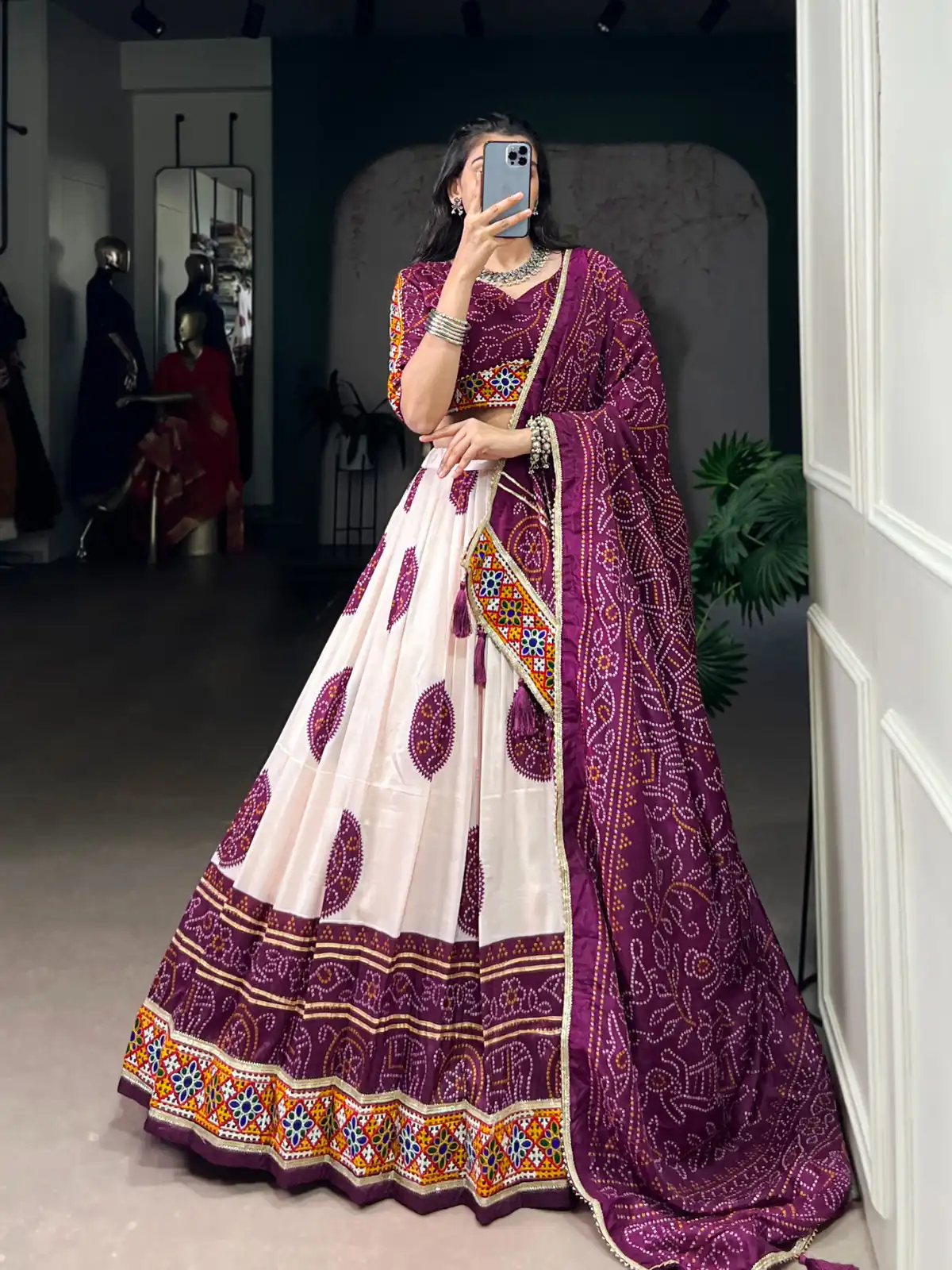 LNB 1736 Wine Color Tasar Silk Bandhej Print And Gamthi Work Lehenga Choli Wedding, Party, Festive, Events Etc. Delivery 4-6 Working Days Rs 3499 | Bollywood Lehenga, Creative Lehenga, Designer Lehenga, Embroidered Lehenga, Lehenga, Party Wear Lehenga