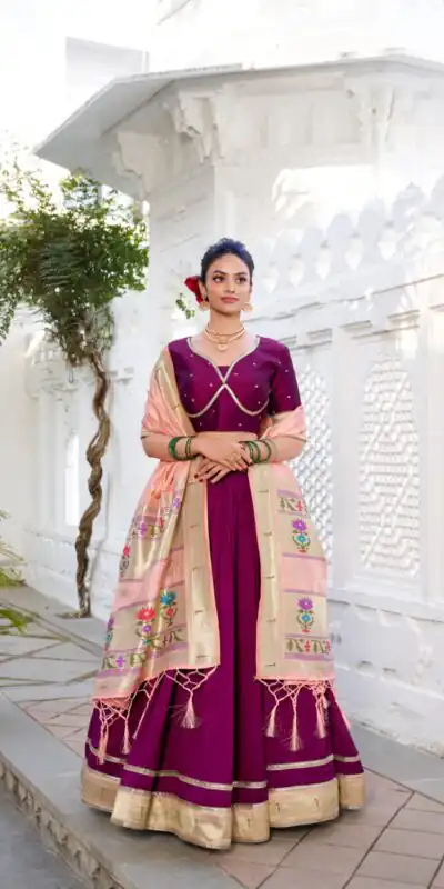 LNB 2016 Wine Color Vichitra Silk Plain with Paithni lace border Lehenga Choli Wedding, Party, Festive, Events Etc. Delivery 4-6 Working Days Rs 2999 | Bollywood Lehenga, Creative Lehenga, Designer Lehenga, Embroidered Lehenga, Lehenga, Party Wear Lehenga