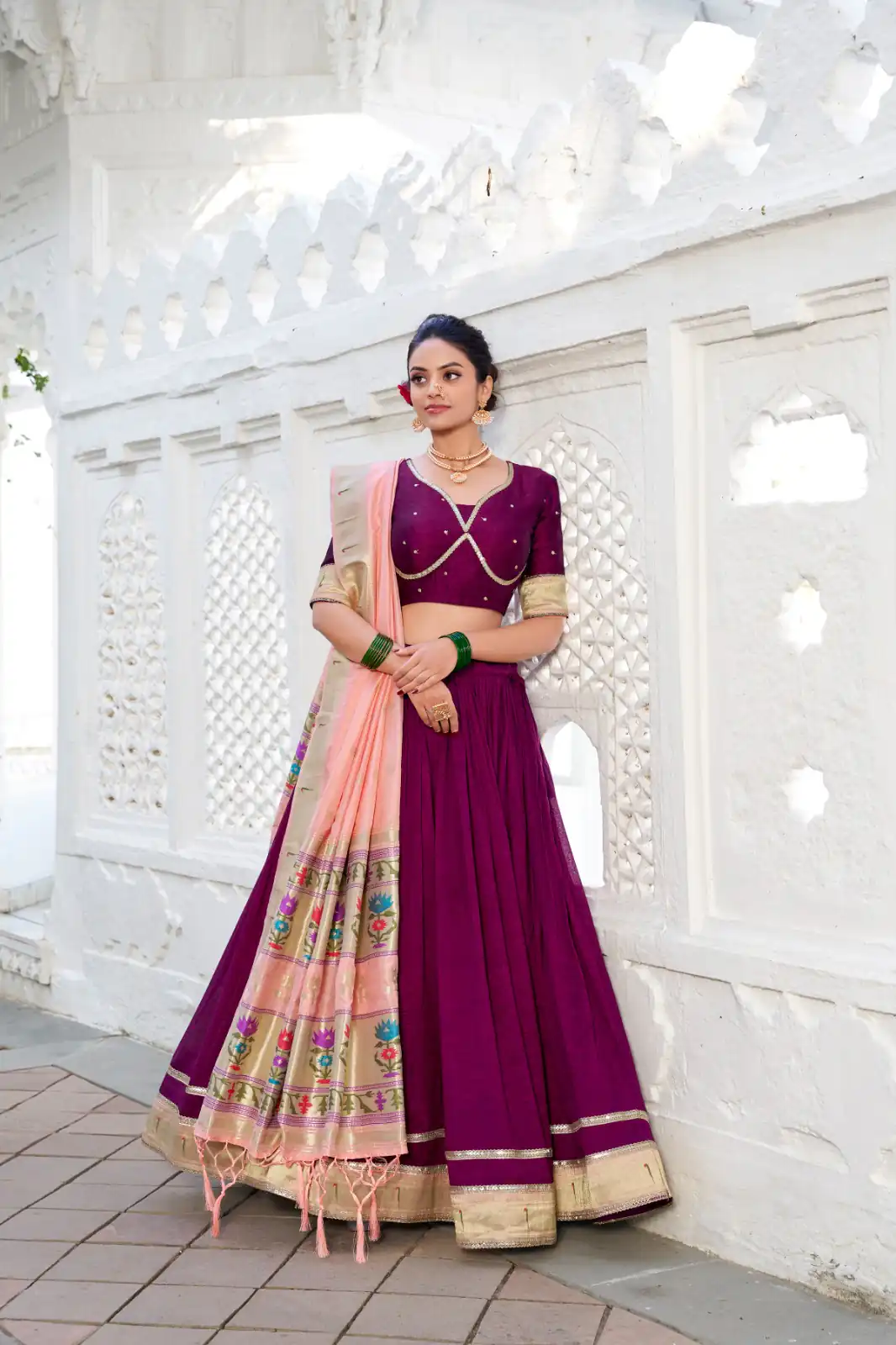 LNB 2016 Wine Color Vichitra Silk Plain with Paithni lace border Lehenga Choli Wedding, Party, Festive, Events Etc. Delivery 4-6 Working Days Rs 2999 | Bollywood Lehenga, Creative Lehenga, Designer Lehenga, Embroidered Lehenga, Lehenga, Party Wear Lehenga