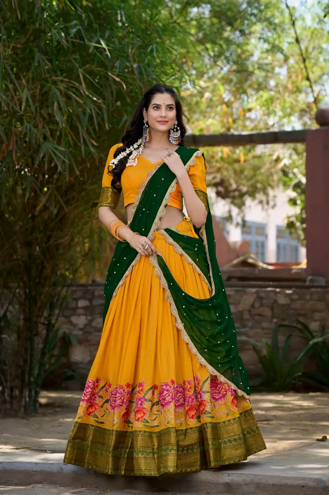 LNB1518 Yellow Color Cotton Silk Thread Embroidery Work Lehenga Choli Wedding, Party, Festive, Events Etc. Delivery 4-6 Working Days Rs 2999 | Bollywood Lehenga, Creative Lehenga, Designer Lehenga, Embroidered Lehenga, Lehenga, Party Wear Lehenga