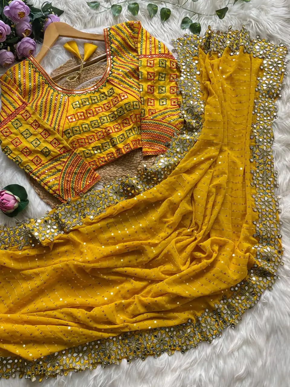 DF 3453 Yellow Color Faux Georgette 5mm Sequence Work Casual, Wedding, Festive, Events . Expected Delivery  4-6 Working Days @2099/- only                                                                                | Bollywood Sarees, Creative Sarees, Designer Sarees, Embroidered Sarees, Ethnic Saree, Modern Digital sarees, Party Wear Sarees, Sarees