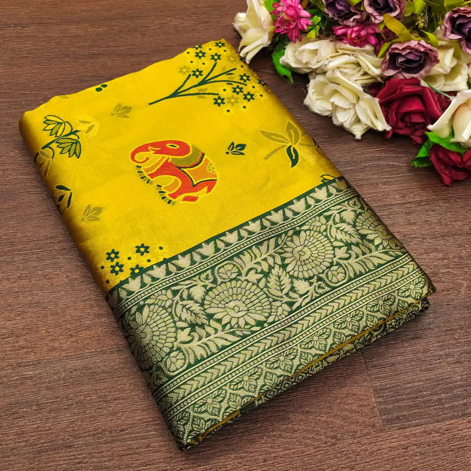 KP 6004 Yellow Soft Lichi Silk Jacquard Work With Designer Work Saree. Grab it for ₹1499. Delivery 4-6 Working Days. Shop now. | Bollywood Sarees, Creative Sarees, Designer Sarees, Embroidered Sarees, Ethnic Saree, Modern Digital sarees, Party Wear Sarees, Sarees