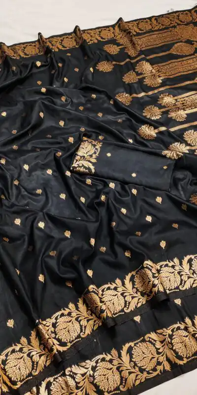 MB 171 Black Banarasi Silk Saree Perfect for Wedding, Party, Holi, Pongal, Pooja –. Festive Deal ₹1849. Delivery 4-6 Working Days. Shop now. | Bollywood Sarees, Creative Sarees, Designer Sarees, Embroidered Sarees, Ethnic Saree, Modern Digital sarees, Party Wear Sarees, Sarees