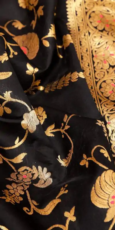 KP 1029 Black Soft Banarsari Silk Saree Perfect for Wedding, Party, Lohri, Eid, Reception – . Available at ₹1549 only. Delivery 4-6 Working | Bollywood Sarees, Creative Sarees, Designer Sarees, Embroidered Sarees, Ethnic Saree, Modern Digital sarees, Party Wear Sarees, Sarees