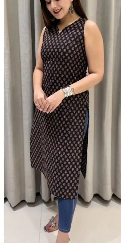 INLI Blush 7.0 Black Color Cotton With Printed Designer Work Kurti . Get it for ₹1269. Delivery 4-6 Working Days. Shop now. | Bollywood Kurti, Creative Kurtis, Designer Kurti, Kurti, Party Wear Kurti, Selfie Kurti