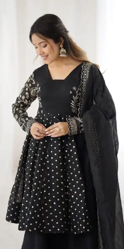 ZSR 3134 Black Crunchy Silk Salwar Suit Perfect for Wedding, Party, Sangeet, Anniversary, Housewarming Introductory Price ₹2399. Delivery 4-6 | Jump Suits, Casual Suits, Creative suits, Designer Suits, Palazzo Suits, Party Wear Suits, Patiala Suits, Salwar suit, Straight Suits
