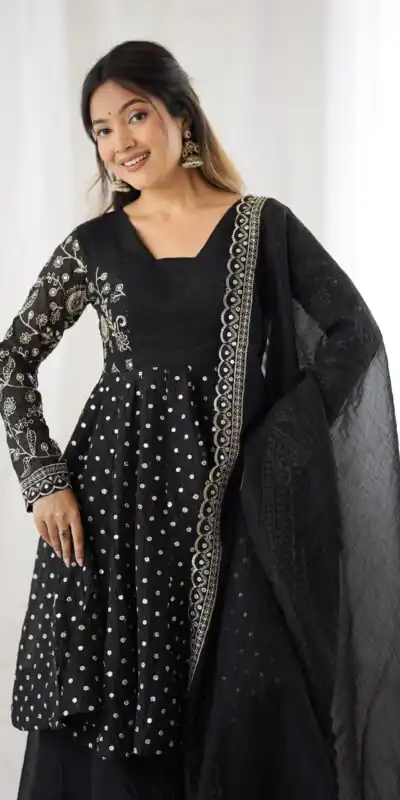 ZSR 3134 Black Crunchy Silk Salwar Suit Perfect for Wedding, Party, Sangeet, Anniversary, Housewarming Introductory Price ₹2399. Delivery 4-6 | Jump Suits, Casual Suits, Creative suits, Designer Suits, Palazzo Suits, Party Wear Suits, Patiala Suits, Salwar suit, Straight Suits