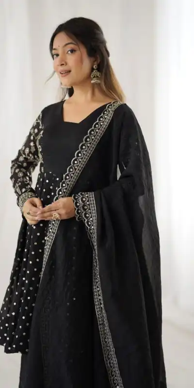 ZSR 3134 Black Crunchy Silk Salwar Suit Perfect for Wedding, Party, Sangeet, Anniversary, Housewarming Introductory Price ₹2399. Delivery 4-6 | Jump Suits, Casual Suits, Creative suits, Designer Suits, Palazzo Suits, Party Wear Suits, Patiala Suits, Salwar suit, Straight Suits
