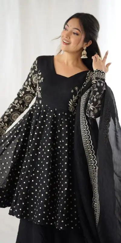 ZSR 3134 Black Crunchy Silk Salwar Suit Perfect for Wedding, Party, Sangeet, Anniversary, Housewarming Introductory Price ₹2399. Delivery 4-6 | Jump Suits, Casual Suits, Creative suits, Designer Suits, Palazzo Suits, Party Wear Suits, Patiala Suits, Salwar suit, Straight Suits