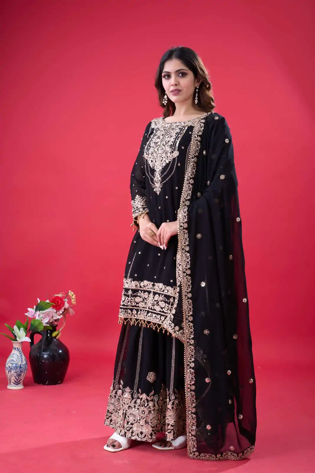 SR 1688 Black Faux Georgette with Lace Work & Embroidery Work. Salwar Suit Introductory Price ₹1949. Delivery 4-6 Working Days. Shop now. | Designer Suits, Jump Suits, Casual Suits, Creative suits, Palazzo Suits, Party Wear Suits, Patiala Suits, Salwar suit, Straight Suits