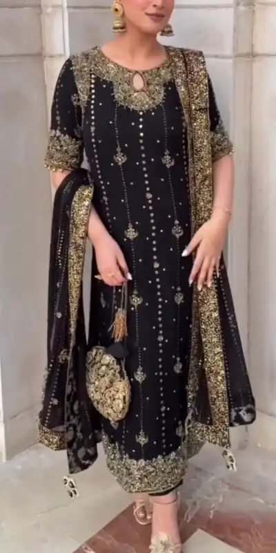 RTC 5923 Black Color Faux Georgette With Sequence Lace Work Salwar Suit Get it for ₹2049. Delivery 4-6 Working Days. Shop now. | Jump Suits, Tops & Bottoms, Track Suits, Trendy Wear, Casual Suits, Creative suits, Designer Suits, Palazzo Suits, Party Wear Suits, Patiala Suits, Salwar suit, Straight Suits