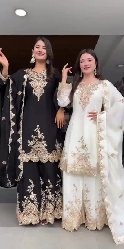 DC 109 Black Havy fox Georgette with Embroidery Work & Lace Work Salwar Suit . Exclusive Offer ₹2149. Delivery 4-6 Working Days. Shop now. | Designer Suits, Jump Suits, Tops & Bottoms, Track Suits, Trendy Wear, Casual Suits, Creative suits, Palazzo Suits, Party Wear Suits, Patiala Suits, Salwar suit, Straight Suits