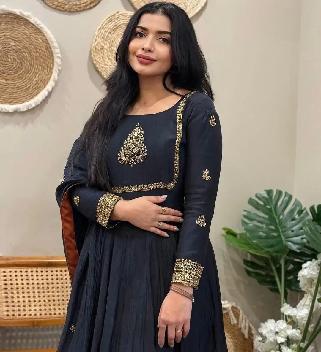 ZSR 3143 Black Heavy Fox Georgette With Embroidery Sequence Work Gown Perfect for Wedding, Party, Traditional Day, Diwali, Temple Visit At 1899 | Bollywood Gowns, Creative Gowns, Designer Gowns, Embroidered Gowns, Gowns, Party Wear Gowns