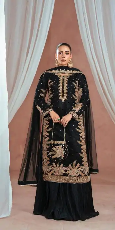 KF 1705 Black Fuax Georgette With Embroidery Work Salwar Suit . Wedding, Party, Festive, Events, Deal ₹2049. Delivery 4-6 Working Days. Shop now. | Designer Suits, Jump Suits, Tops & Bottoms, Track Suits, Trendy Wear, Casual Suits, Creative suits, Palazzo Suits, Party Wear Suits, Patiala Suits, Salwar suit, Straight Suits