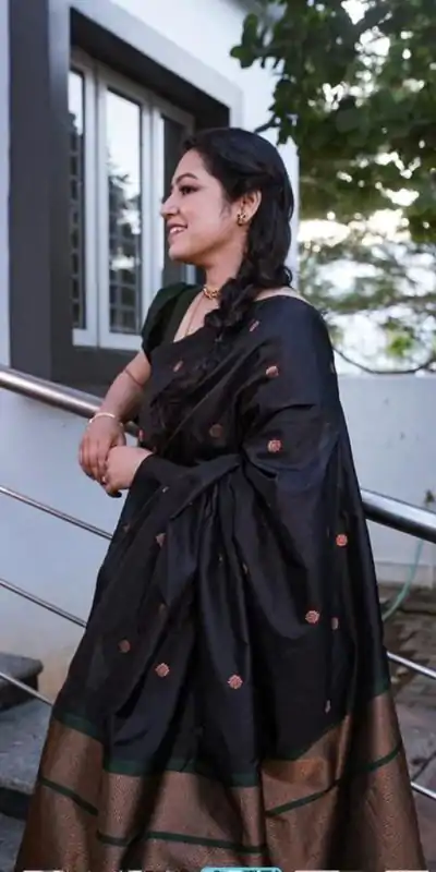 KP 5000 Black Soft Lichi Silk Saree with Designer Work. Wedding, Party, Festive, Events, Now at just ₹1249. Delivery 4-6 Working Days. Shop now. | Bollywood Sarees, Creative Sarees, Designer Sarees, Embroidered Sarees, Ethnic Saree, Modern Digital sarees, Party Wear Sarees, Sarees