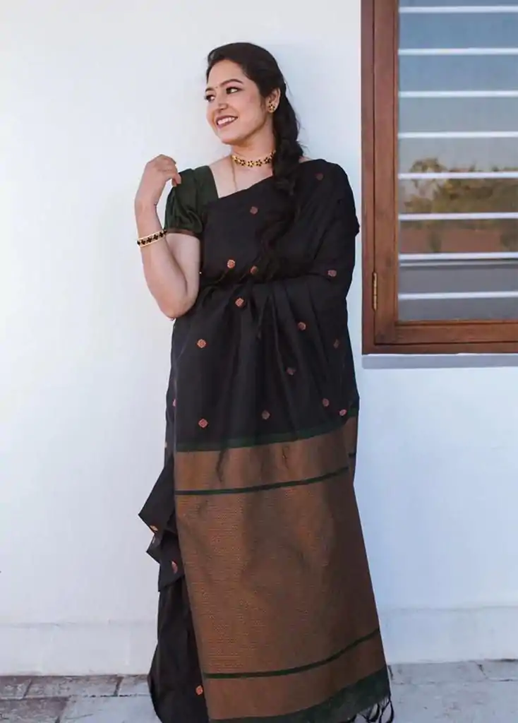 KP 5000 Black Soft Lichi Silk Saree with Designer Work. Wedding, Party, Festive, Events, Now at just ₹1249. Delivery 4-6 Working Days. Shop now. | Bollywood Sarees, Creative Sarees, Designer Sarees, Embroidered Sarees, Ethnic Saree, Modern Digital sarees, Party Wear Sarees, Sarees