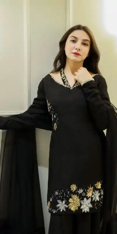 NSR 856 Black in Natural Crep Silk With Embroidery Sequence Work with Full Sleeve Lace Work & Lace Border Salwar Suit . Get it for ₹1799. Delivery 4-6 | Jump Suits, Tops & Bottoms, Track Suits, Trendy Wear, Casual Suits, Creative suits, Designer Suits, Palazzo Suits, Party Wear Suits, Patiala Suits, Salwar suit, Straight Suits