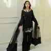 Black Natural Crep Silk Embroidery Salwar Suit
