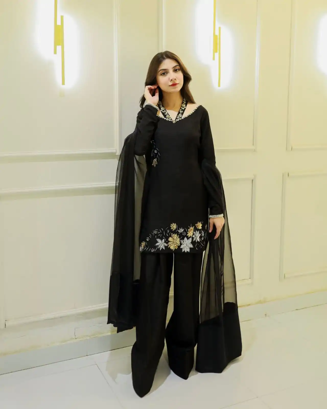 NSR 856 Black in Natural Crep Silk With Embroidery Sequence Work with Full Sleeve Lace Work & Lace Border Salwar Suit . Get it for ₹1799. Delivery 4-6 | Jump Suits, Tops & Bottoms, Track Suits, Trendy Wear, Casual Suits, Creative suits, Designer Suits, Palazzo Suits, Party Wear Suits, Patiala Suits, Salwar suit, Straight Suits