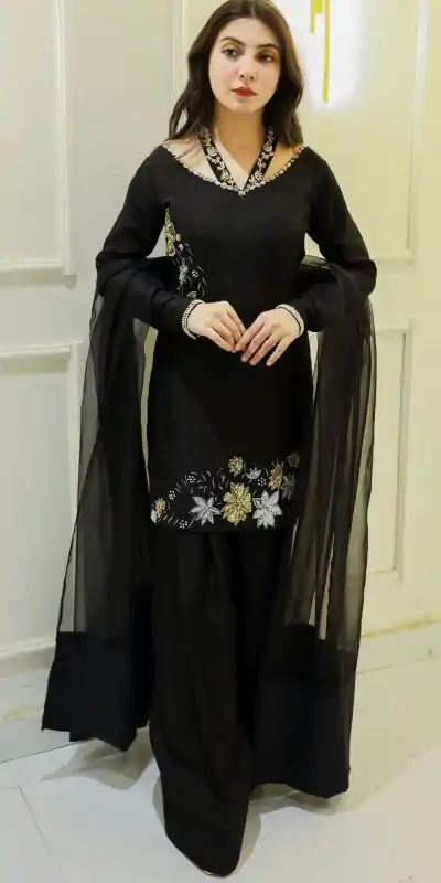 NSR 856 Black in Natural Crep Silk With Embroidery Sequence Work with Full Sleeve Lace Work & Lace Border Salwar Suit . Get it for ₹1799. Delivery 4-6 | Jump Suits, Tops & Bottoms, Track Suits, Trendy Wear, Casual Suits, Creative suits, Designer Suits, Palazzo Suits, Party Wear Suits, Patiala Suits, Salwar suit, Straight Suits