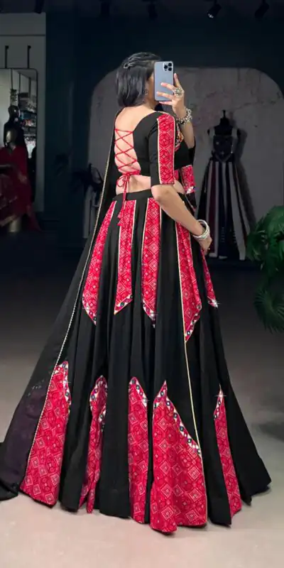 LNB 1683 Black Pure Rayon with Mirror Work & Gamthi Work Lehenga Choli . Introductory Price ₹3949. Delivery 4-6 Working Days. Shop now. | Embroidered Lehenga, Bollywood Lehenga, Creative Lehenga, Designer Lehenga, Lehenga, Party Wear Lehenga