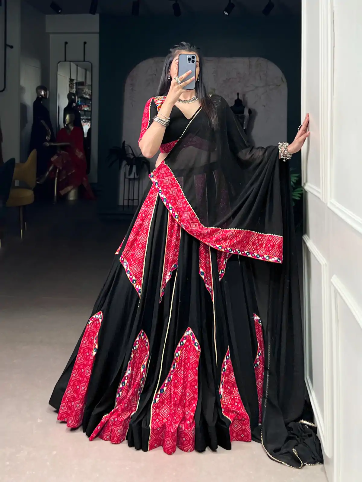 LNB 1683 Black Pure Rayon with Mirror Work & Gamthi Work Lehenga Choli . Introductory Price ₹3949. Delivery 4-6 Working Days. Shop now. | Embroidered Lehenga, Bollywood Lehenga, Creative Lehenga, Designer Lehenga, Lehenga, Party Wear Lehenga