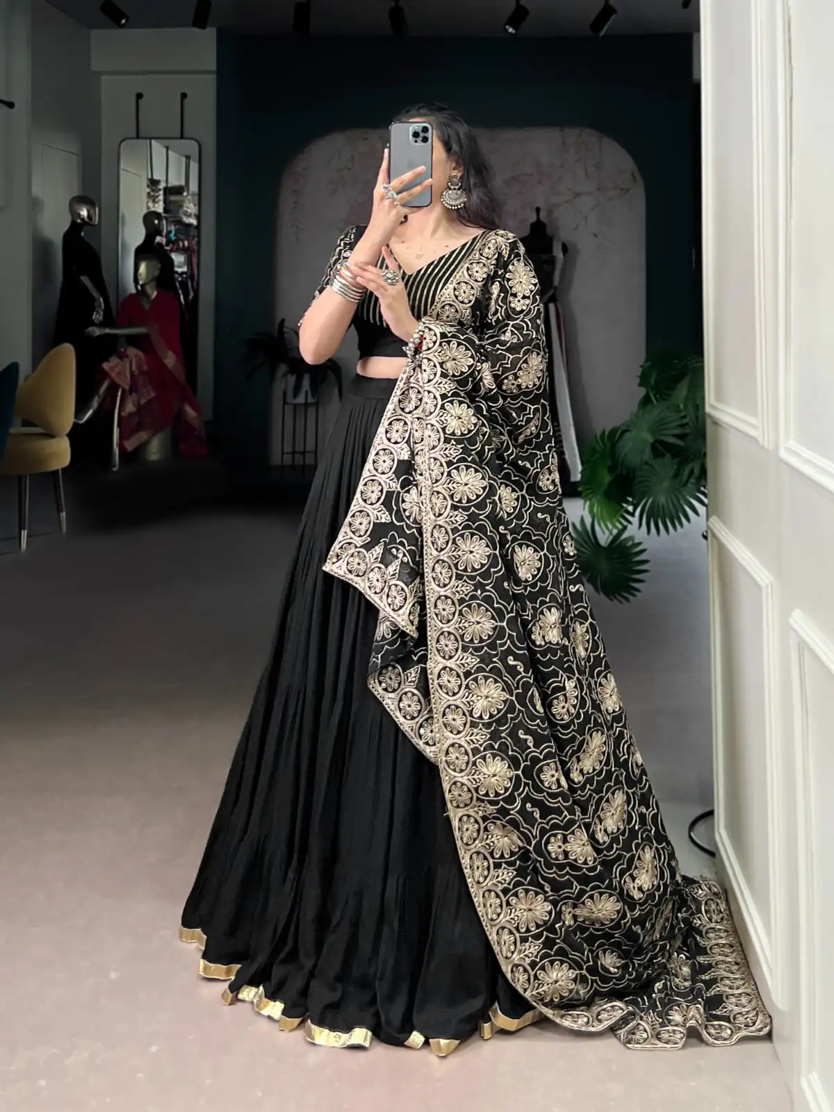 LNB 1691 Black Pure Rayon With Zari Work & Embroidery Work Lehenga Choli . Now at just ₹3699. Delivery 4-6 Working Days. Shop now. | Bollywood Lehenga, Creative Lehenga, Designer Lehenga, Embroidered Lehenga, Lehenga, Party Wear Lehenga