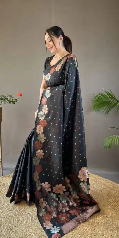 KP 6003 Black Soft Lichi Silk Cloth Lace Work & Lace Border Saree in Best Price ₹1399. Delivery 4-6 Working Days. Shop now. | Bollywood Sarees, Creative Sarees, Designer Sarees, Embroidered Sarees, Ethnic Saree, Modern Digital sarees, Party Wear Sarees, Sarees