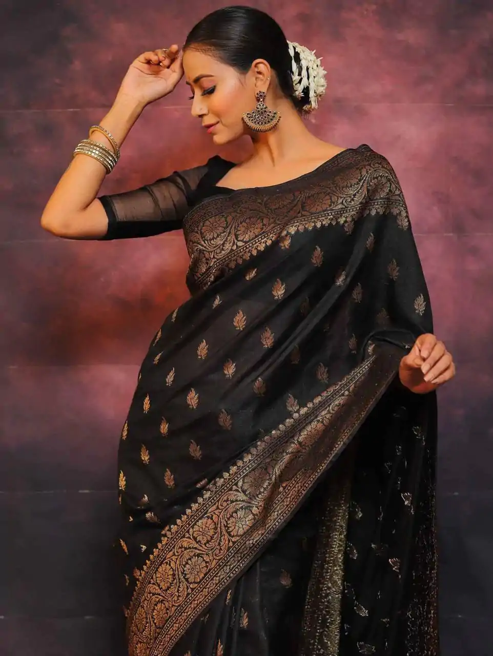 KP 6010 Black Soft Lichi Silk Jacquard Saree Perfect for Wedding, Party, Traditional Day, Family Gatherings, Sangeet . Grab it for ₹1349. Delivery 4-6 W | Bollywood Sarees, Creative Sarees, Designer Sarees, Embroidered Sarees, Ethnic Saree, Modern Digital sarees, Party Wear Sarees, Sarees