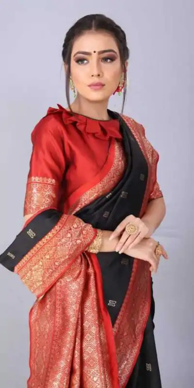 KP 3032 Black  Color Soft Lichi Silk Jacquard On All Over Saree Casual, Party Wear, Wedding, Events Etc. Expected Delivery 4-6 Working Days @1449/- | Bollywood Sarees, Creative Sarees, Designer Sarees, Embroidered Sarees, Ethnic Saree, Modern Digital sarees, Party Wear Sarees, Sarees