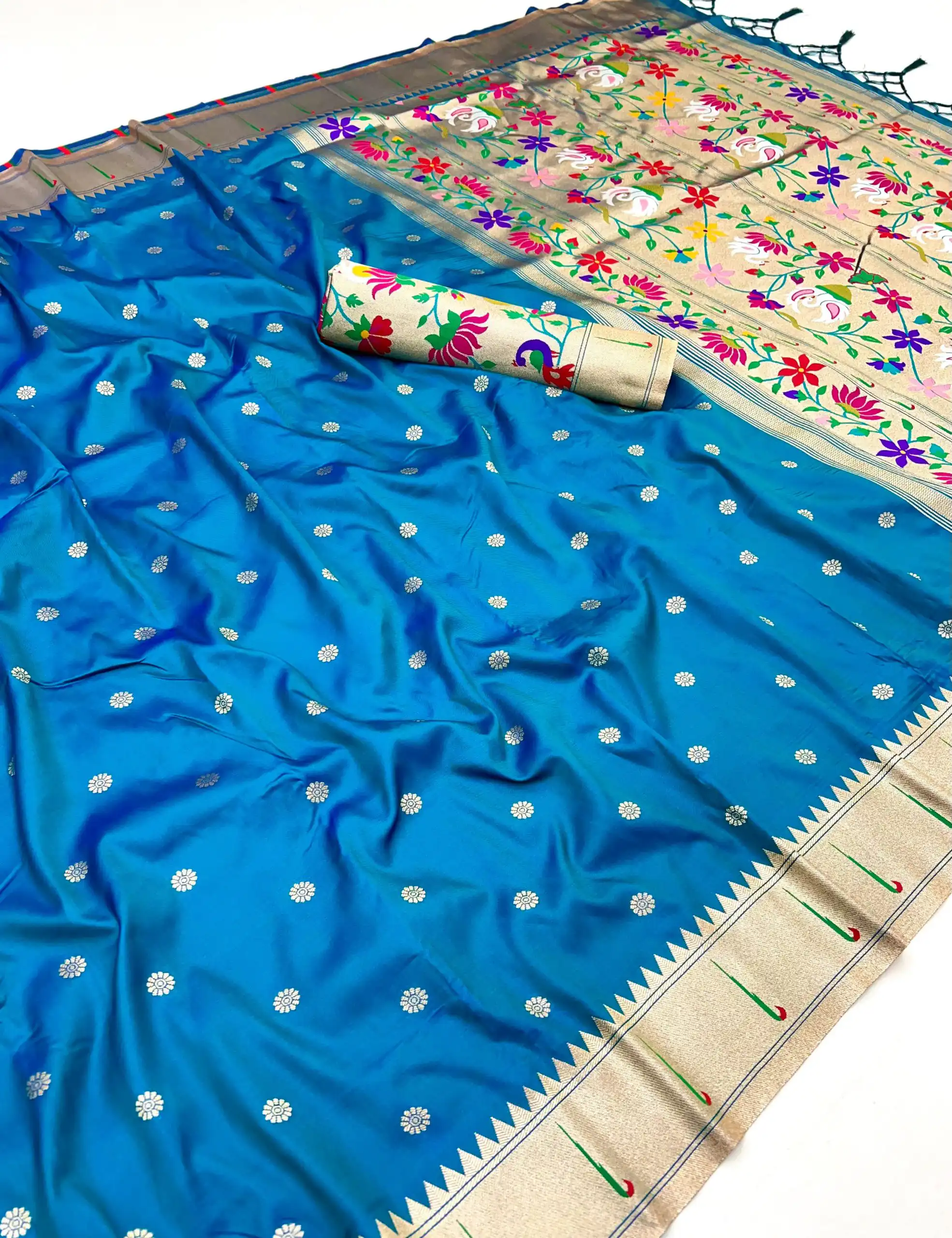 MB 150 Blue A Pethani silk Saree Perfect for Wedding, Party, Baisakhi, Reception, Traditional Day – . Affordable Price ₹2549. Delivery 4-6 Working | Bollywood Sarees, Creative Sarees, Designer Sarees, Embroidered Sarees, Ethnic Saree, Modern Digital sarees, Party Wear Sarees, Sarees