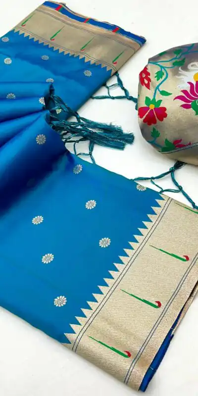 MB 150 Blue A Pethani silk Saree Perfect for Wedding, Party, Baisakhi, Reception, Traditional Day – . Affordable Price ₹2549. Delivery 4-6 Working | Bollywood Sarees, Creative Sarees, Designer Sarees, Embroidered Sarees, Ethnic Saree, Modern Digital sarees, Party Wear Sarees, Sarees