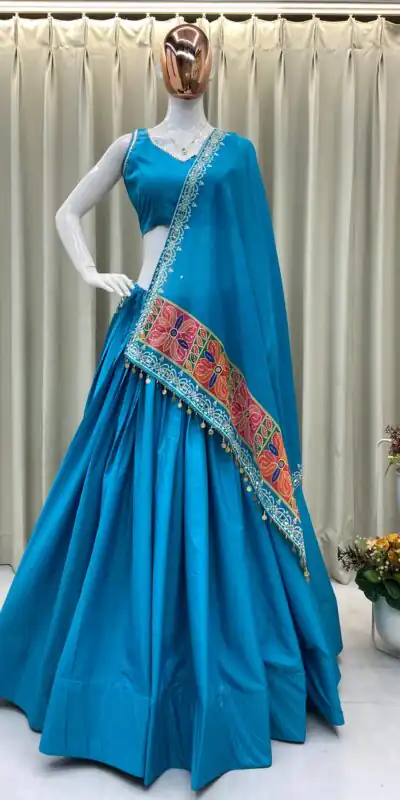 BE 393 Blue Crape Silk Lehenga Choli Perfect for Wedding, Party, Engagement, Anniversary, Traditional Day Get it for ₹1999. Delivery 4-6 Working | Bollywood Lehenga, Creative Lehenga, Designer Lehenga, Embroidered Lehenga, Lehenga, Party Wear Lehenga