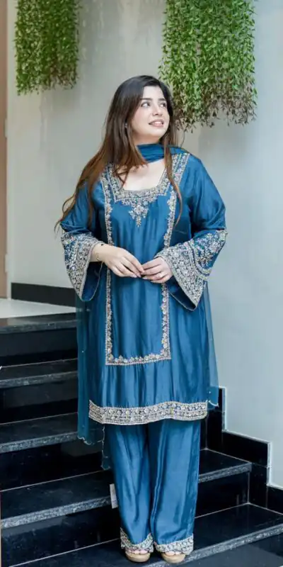 ZSR 3138 Blue German Chiffon With Embroidery Work with Full Sleeve Salwar Suit Wedding, Party, Festive, Events,Now at just ₹1949. Delivery 4-6 Worki | Jump Suits, Casual Suits, Creative suits, Designer Suits, Palazzo Suits, Party Wear Suits, Patiala Suits, Salwar suit, Straight Suits