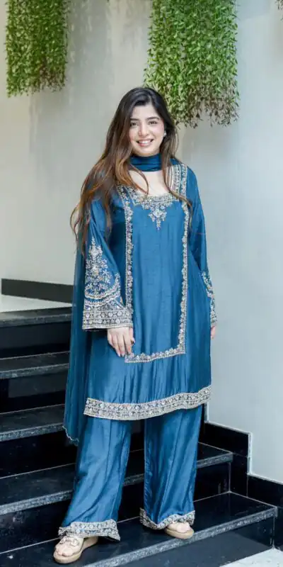 ZSR 3138 Blue German Chiffon With Embroidery Work with Full Sleeve Salwar Suit Wedding, Party, Festive, Events,Now at just ₹1949. Delivery 4-6 Worki | Jump Suits, Casual Suits, Creative suits, Designer Suits, Palazzo Suits, Party Wear Suits, Patiala Suits, Salwar suit, Straight Suits