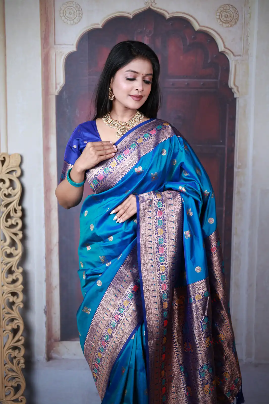 MB 18 Blue Paithani Ajanta Lotus Saree Perfect for Wedding, Party, Lohri, Durga Puja, Eid – . Get it for ₹2449. Delivery 4-6 Working Days. Shop now. | Bollywood Sarees, Creative Sarees, Designer Sarees, Embroidered Sarees, Ethnic Saree, Modern Digital sarees, Party Wear Sarees, Sarees
