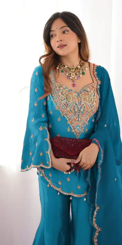 NSR 852 Blue Simar Silk With Embroidery Work with Full Sleeve Salwar Suit in . Now at just ₹2099. Delivery 4-6 Working Days. Shop n | Jump Suits, Casual Suits, Creative suits, Designer Suits, Palazzo Suits, Party Wear Suits, Patiala Suits, Salwar suit, Straight Suits