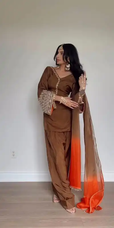 NSR 854 Brown Natural Satin Silk Sequence Work with Lace Work & Embroidery Work Salwaar Suit Now at just ₹1799. Delivery 4-6 Working Days. Shop now. | Jump Suits, Casual Suits, Creative suits, Designer Suits, Palazzo Suits, Party Wear Suits, Patiala Suits, Salwar suit, Straight Suits