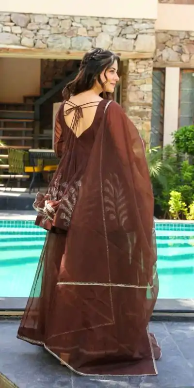 SSR 523 Brown Heavy Star Georgette Salwar Suit Perfect for Wedding, Party, Baisakhi, Housewarming, Temple Visit Affordable Price ₹1799. Delivery 4-6 Days | Designer Suits, Jump Suits, Casual Suits, Creative suits, Palazzo Suits, Party Wear Suits, Patiala Suits, Salwar suit, Straight Suits