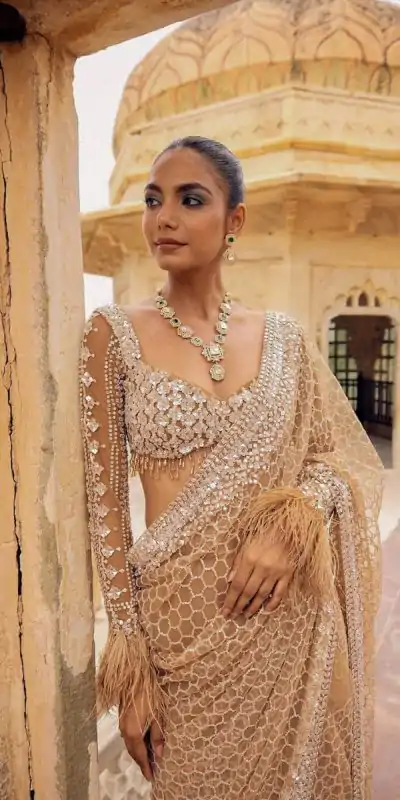 DF 3466 Cream Butterfly Net With Embroidery Work & Sequins Work Saree . Introductory Price ₹1799. Delivery 4-6 Working Days. Shop now. | Bollywood Sarees, Creative Sarees, Designer Sarees, Embroidered Sarees, Ethnic Saree, Modern Digital sarees, Party Wear Sarees, Sarees