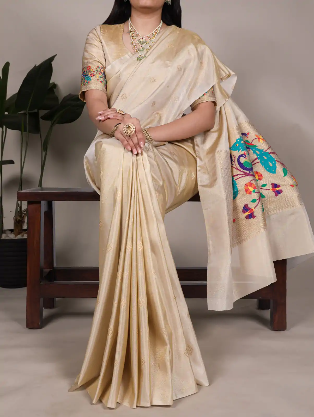 YNF 7905 Cream Tissue Paithani with Zari Work Saree .Wedding, Party, Festive, Events, Best Price ₹2399. Delivery 4-6 Working Days. Shop now. | Bollywood Sarees, Creative Sarees, Designer Sarees, Embroidered Sarees, Ethnic Saree, Modern Digital sarees, Party Wear Sarees, Sarees