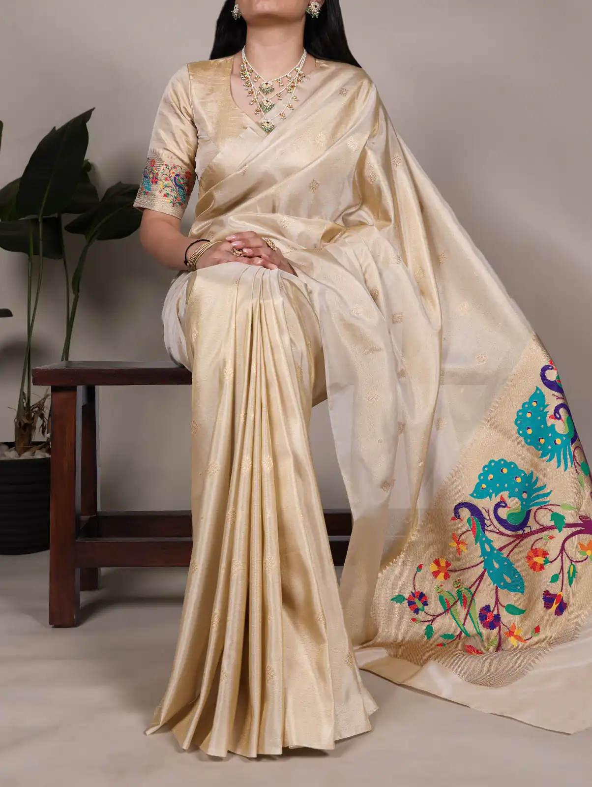 YNF 7905 Cream Tissue Paithani with Zari Work Saree .Wedding, Party, Festive, Events, Best Price ₹2399. Delivery 4-6 Working Days. Shop now. | Bollywood Sarees, Creative Sarees, Designer Sarees, Embroidered Sarees, Ethnic Saree, Modern Digital sarees, Party Wear Sarees, Sarees