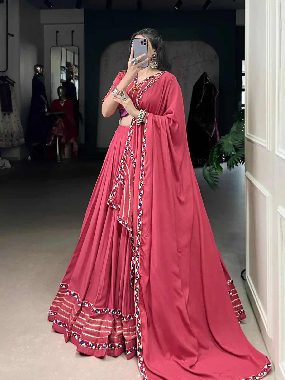 LNB 1659 Dark Pink Color Pure Rayon With Mirror Work & Gamthi Work. Lehenga Choli Price ₹4199.Introductory Delivery 4-6 Working Days. Shop now. | Bollywood Lehenga, Creative Lehenga, Designer Lehenga, Embroidered Lehenga, Lehenga, Party Wear Lehenga