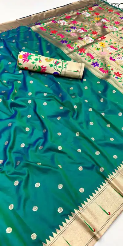 MB 150 Firozi A Pethani silk Saree Perfect for Wedding, Party, Baisakhi, Reception, Traditional Day – . Affordable Price ₹2549. Delivery 4-6 Working | Bollywood Sarees, Creative Sarees, Designer Sarees, Embroidered Sarees, Ethnic Saree, Modern Digital sarees, Party Wear Sarees, Sarees