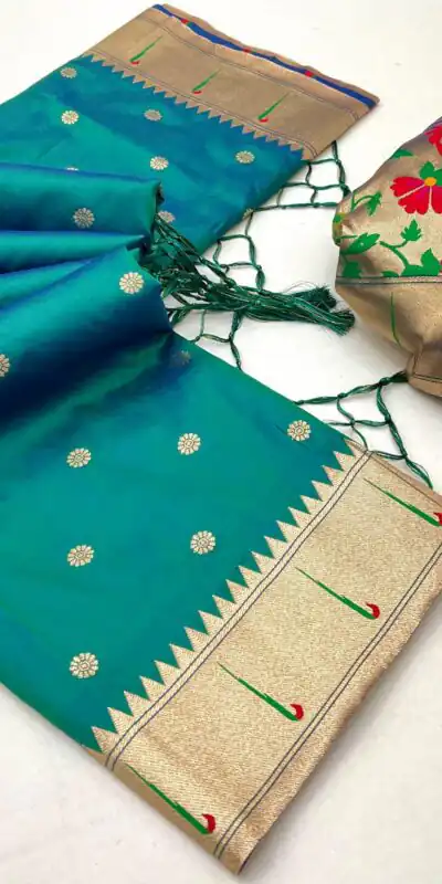 MB 150 Firozi A Pethani silk Saree Perfect for Wedding, Party, Baisakhi, Reception, Traditional Day – . Affordable Price ₹2549. Delivery 4-6 Working | Bollywood Sarees, Creative Sarees, Designer Sarees, Embroidered Sarees, Ethnic Saree, Modern Digital sarees, Party Wear Sarees, Sarees