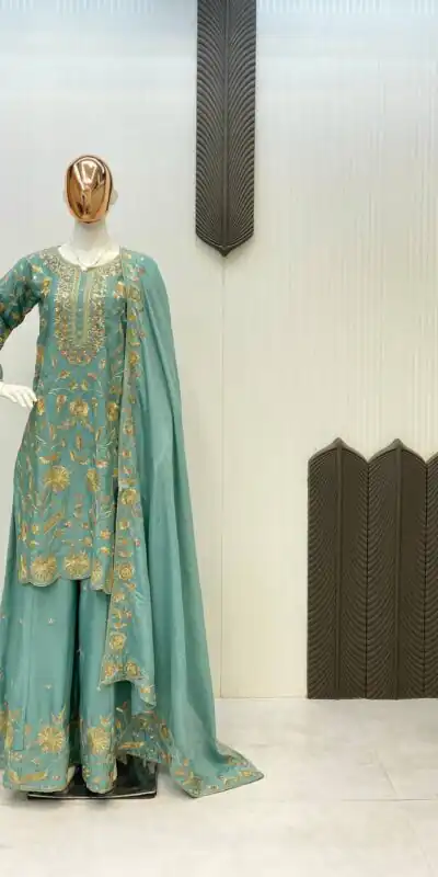LG 1940 Firozi Chinon With Lace Work & Embroidery Work Salwar Suit . Festive Deal ₹2099. Delivery 4-6 Working Days. Shop now. | Designer Suits, Jump Suits, Casual Suits, Creative suits, Palazzo Suits, Party Wear Suits, Patiala Suits, Salwar suit, Straight Suits