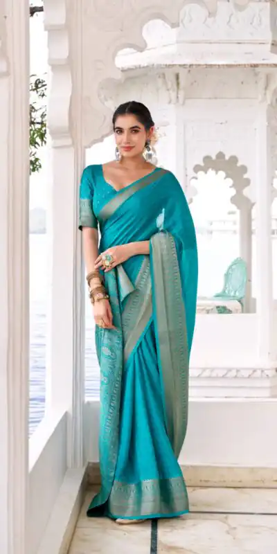 YNF 7902 Firozi Color Chinon Printed With Zari Weaving Work Saree With Zari Work. Best Price ₹1549. Delivery 4-6 Working Days. Shop now. | Bollywood Sarees, Creative Sarees, Designer Sarees, Embroidered Sarees, Ethnic Saree, Modern Digital sarees, Party Wear Sarees, Sarees